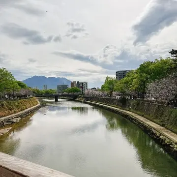 鹿児島甲突川と桜島