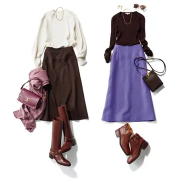 今季取り入れたい鮮やかなカラー&amp;素材重視なトラペーズスカート2選【この秋、端正なスカート】