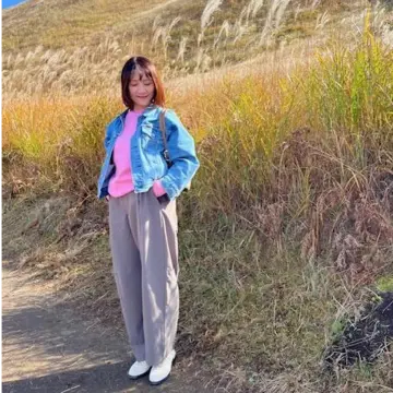 【GU】あったかワイドテーパードパンツで晩秋奈良のススキの名所へ