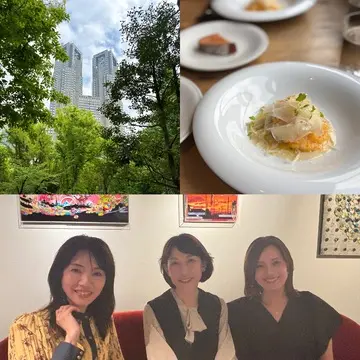 新緑と都庁を背景に MORETHAN GRILLランチ