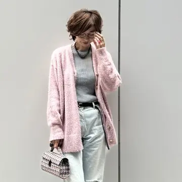 《“E by eclat”モヘア混ロングカーディガン》　セルフスタイリング