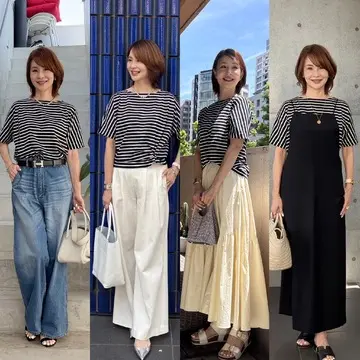 エクラ別注 L’UNE［大人のボーダーT］真夏の4style