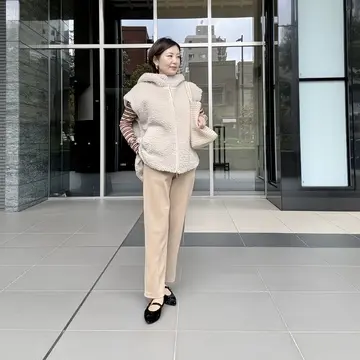 ユニクロスウェットパンツをあったかキレイめカジュアルに♡