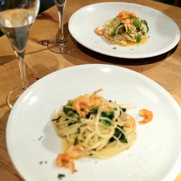 Pasta : 鹿児島産姫甘エビと菜の花からすみのペペロンチーノ