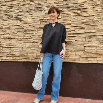 サマーデニムとふんわりブラウス