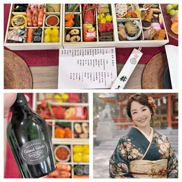 華やかなお節料理とシャンパンと♫