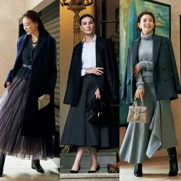 50代の冬のおしゃれは「華やかなスカート」で上品に着映える