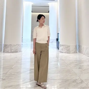 アラフィフ　ポロシャツコーデ