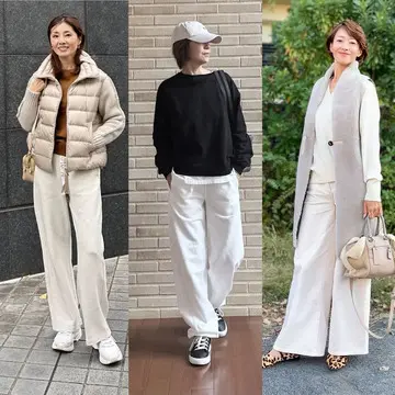 【50代の白パンツコーデ5選】マンネリ回避！暗くなりがちな冬ファッションに爽やかさをプラス
