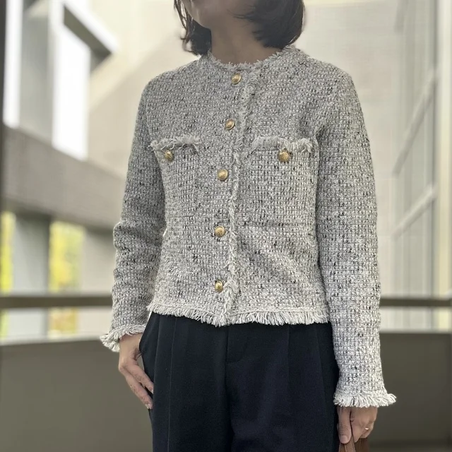 秋服購入品!小柄に嬉しい23区ツイードニットジャケットの通勤コーデ_1_5