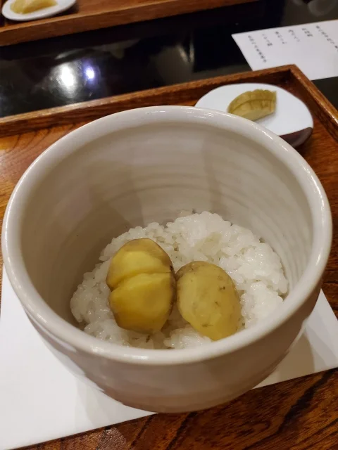 小布施堂本店レストランの秋の栗懐石ランチと限定上生菓子「雁の山」