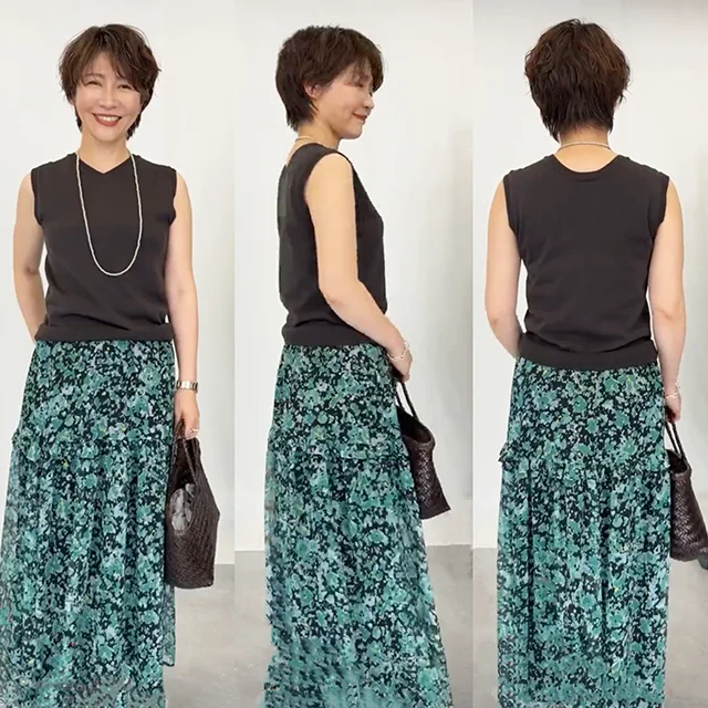 M7days インスタライブ Marisol美女組 マリソル OURWACOAL 40代ファッション ORSETTO VASIC NEBULONIE ゴムストラップヒール ストライプワンピース COUTURED'ADAM 涼やか 着映え アラフォーコーデ アンスクリア ヌキテパ