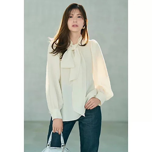 M7days 徳原文子さんコラボ シボ感ボウタイブラウス