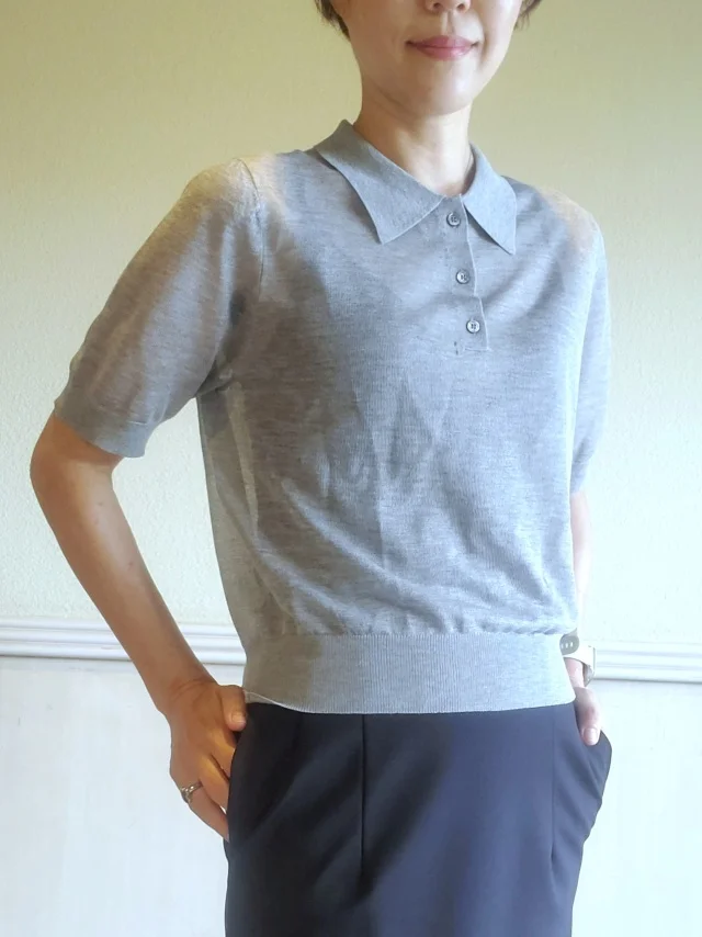 40代ファッション ラメシアーポロニット