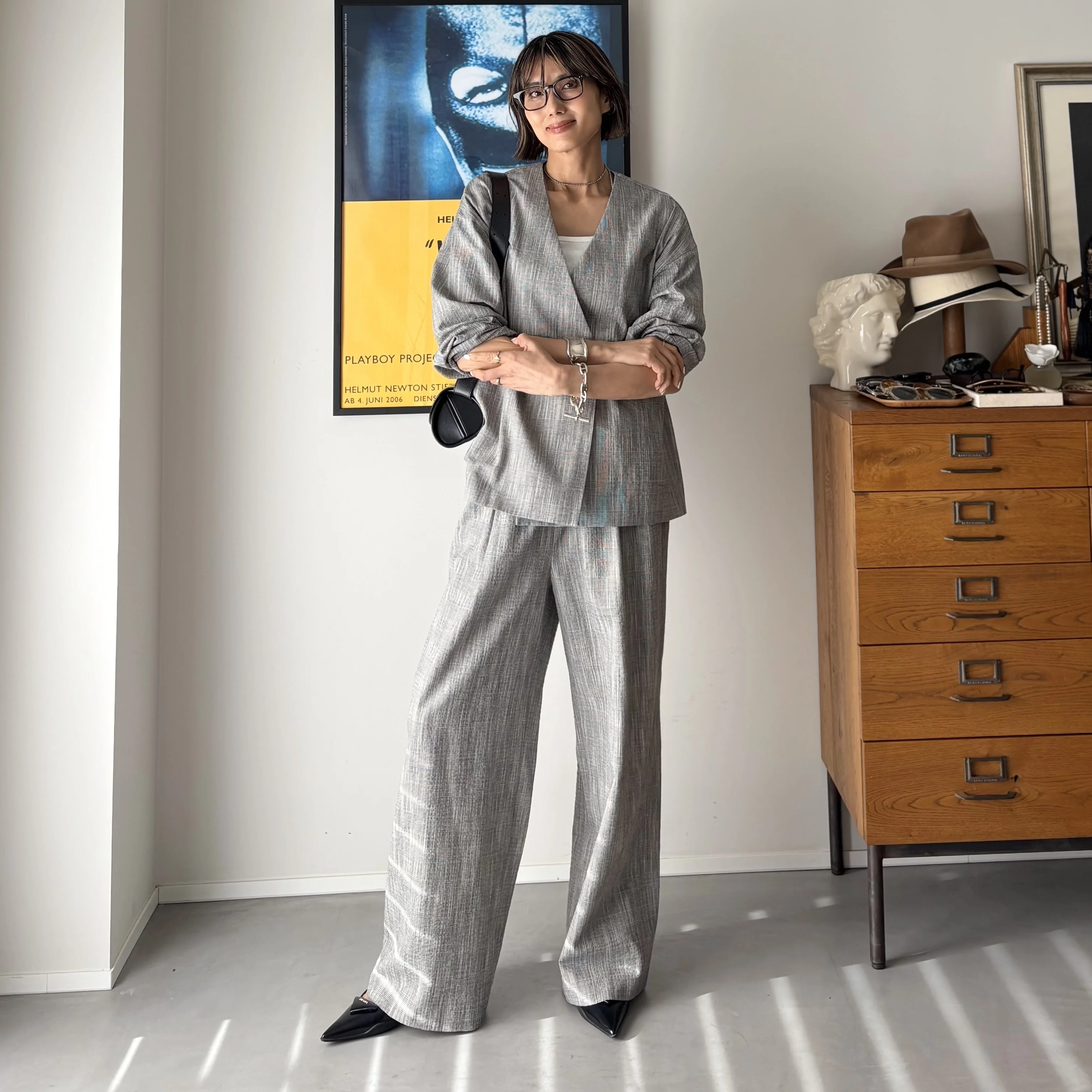 セットアップを着た坪田さん