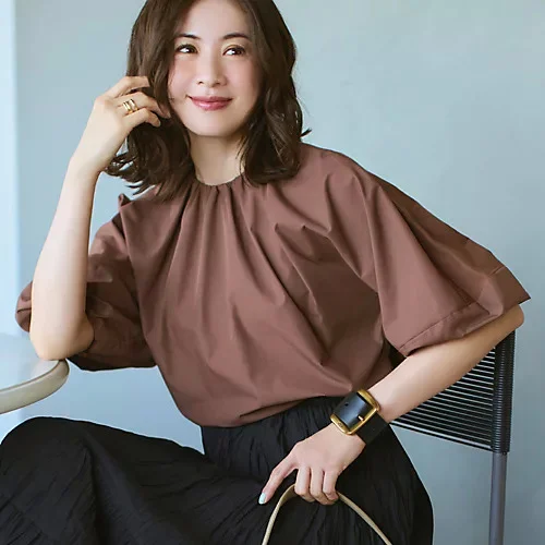 M7days 【洗える】布帛ドッキングTシャツ