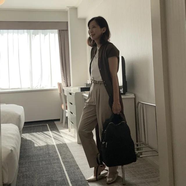 【M7days】小柄さんにおすすめ!ウエストタックワンピースは羽織に使っても便利です!_1_5