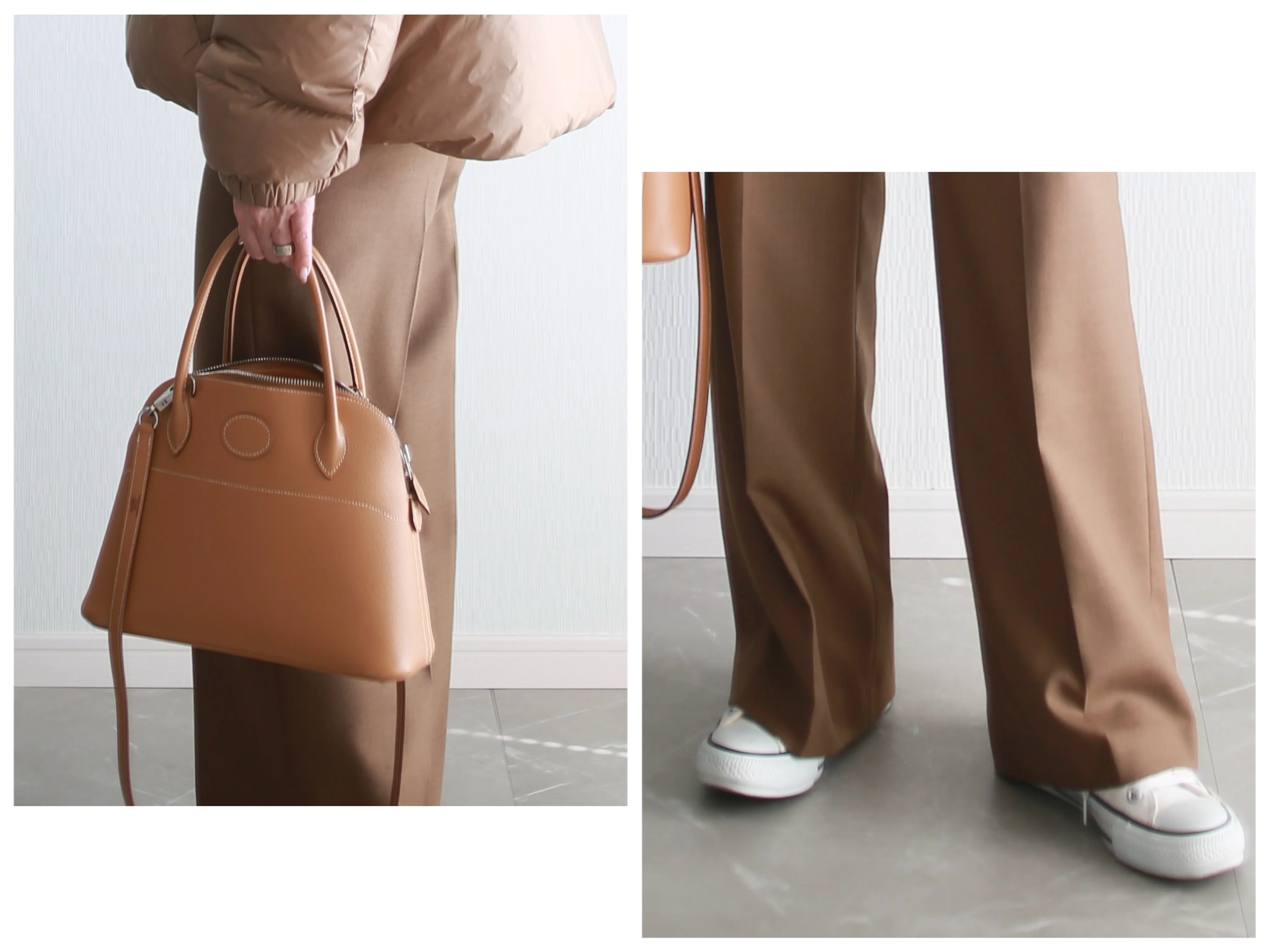 marisol upperhights bemiコラボダウン　着回し　HERMES converse