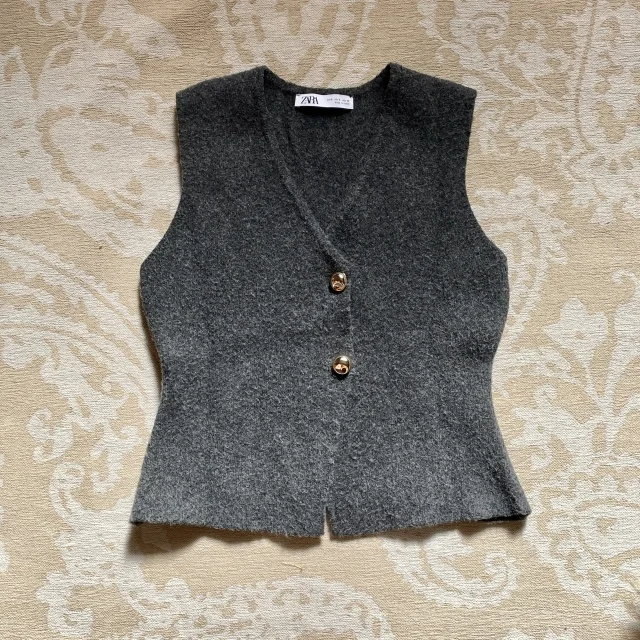 zara grey knit vest