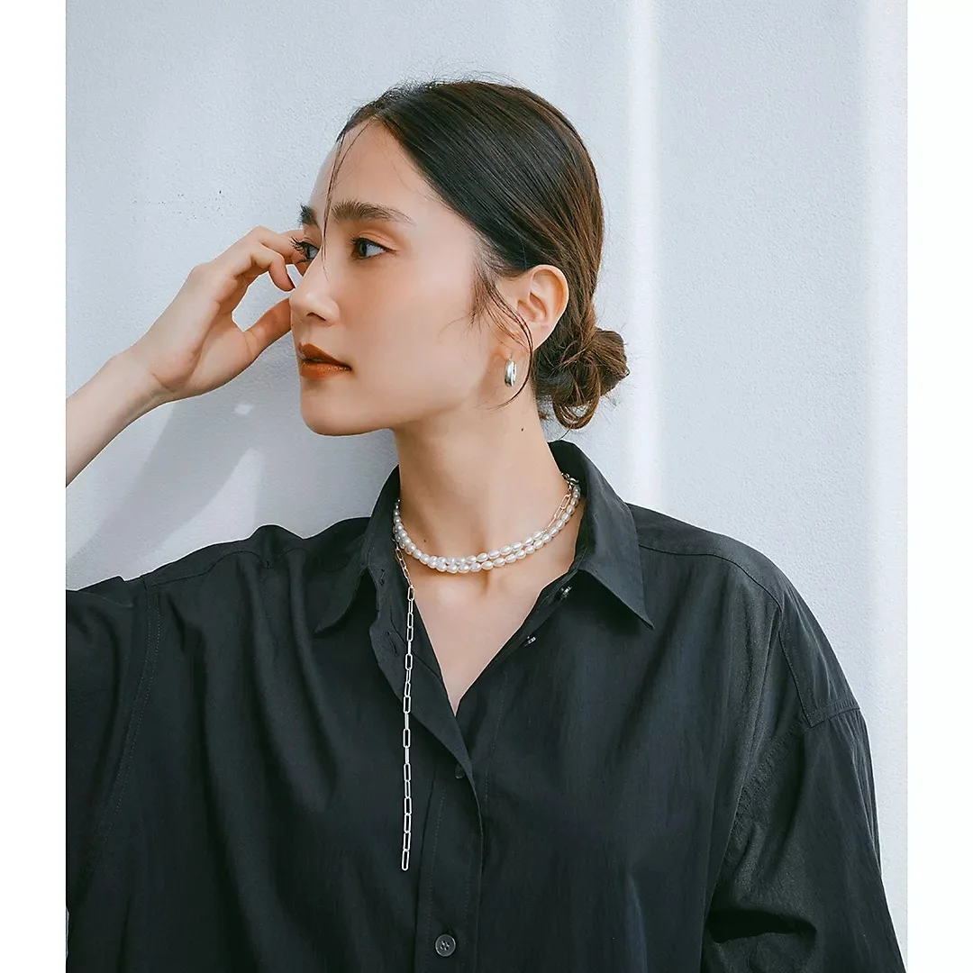 suadeo 【大草直子さんコラボ】6WAYパール×シルバーチェーンロングネックレス