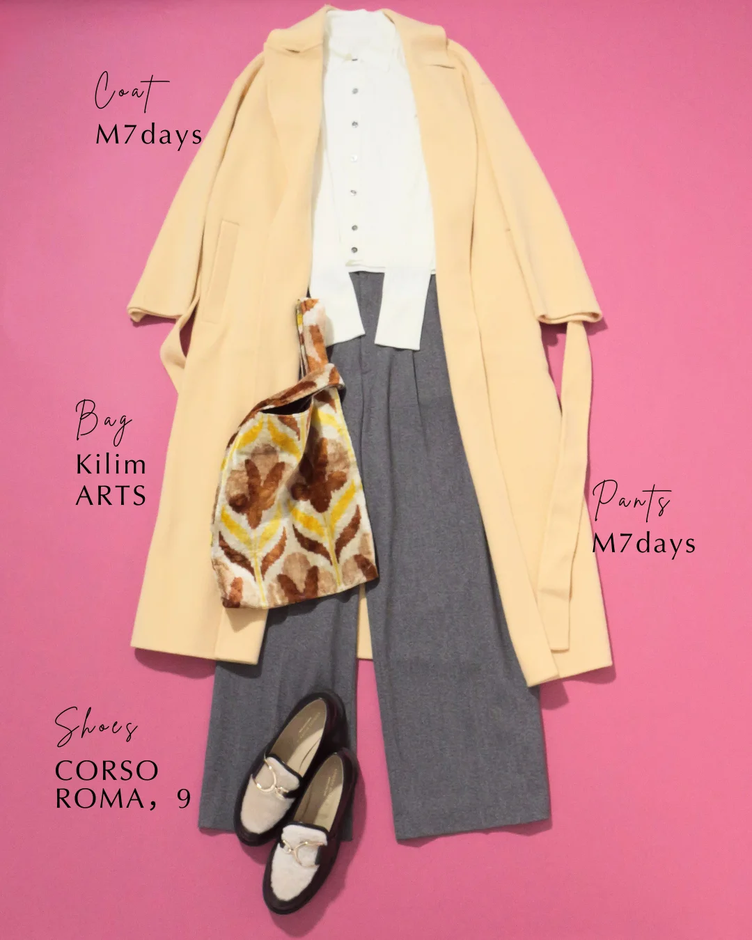 襟付きリブニットコーデホワイト