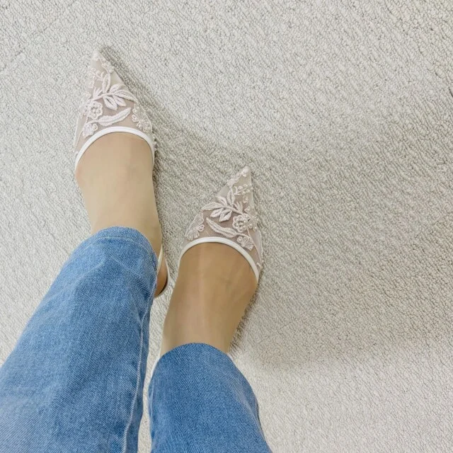 ZARA、ザラ、パンプス、刺繍