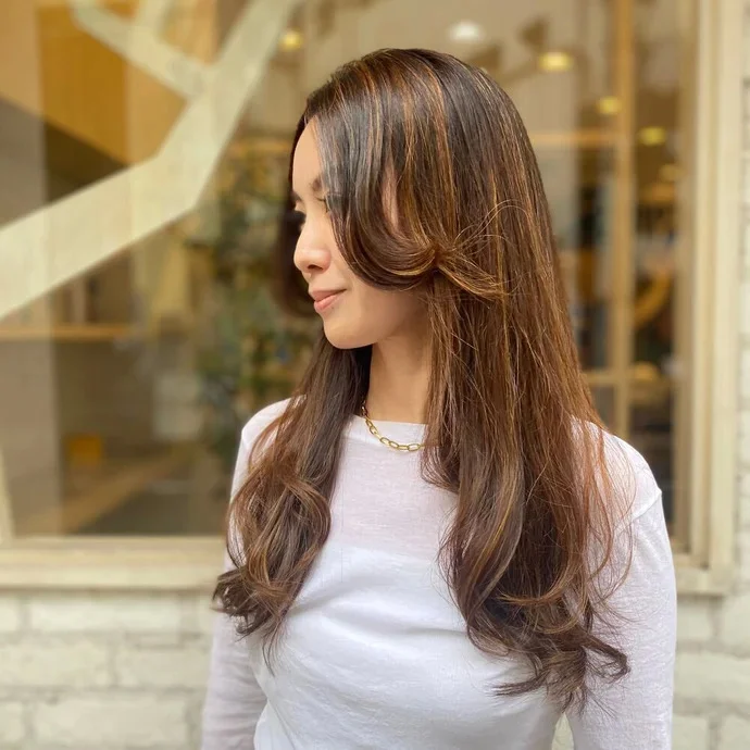 スタイリング前　人気ロングヘアスタイル９位の髪型