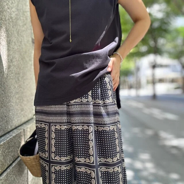M7daysペイズリー×ドットプリントワイドパンツ