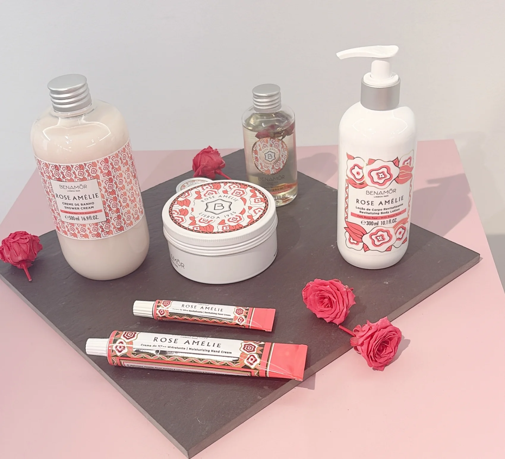 Benamôr（ベナモール） ポルトガル　新作コスメ　　発表会の写真　製品ラインアップ　「Rose Amélie（ローズアメリ―）」