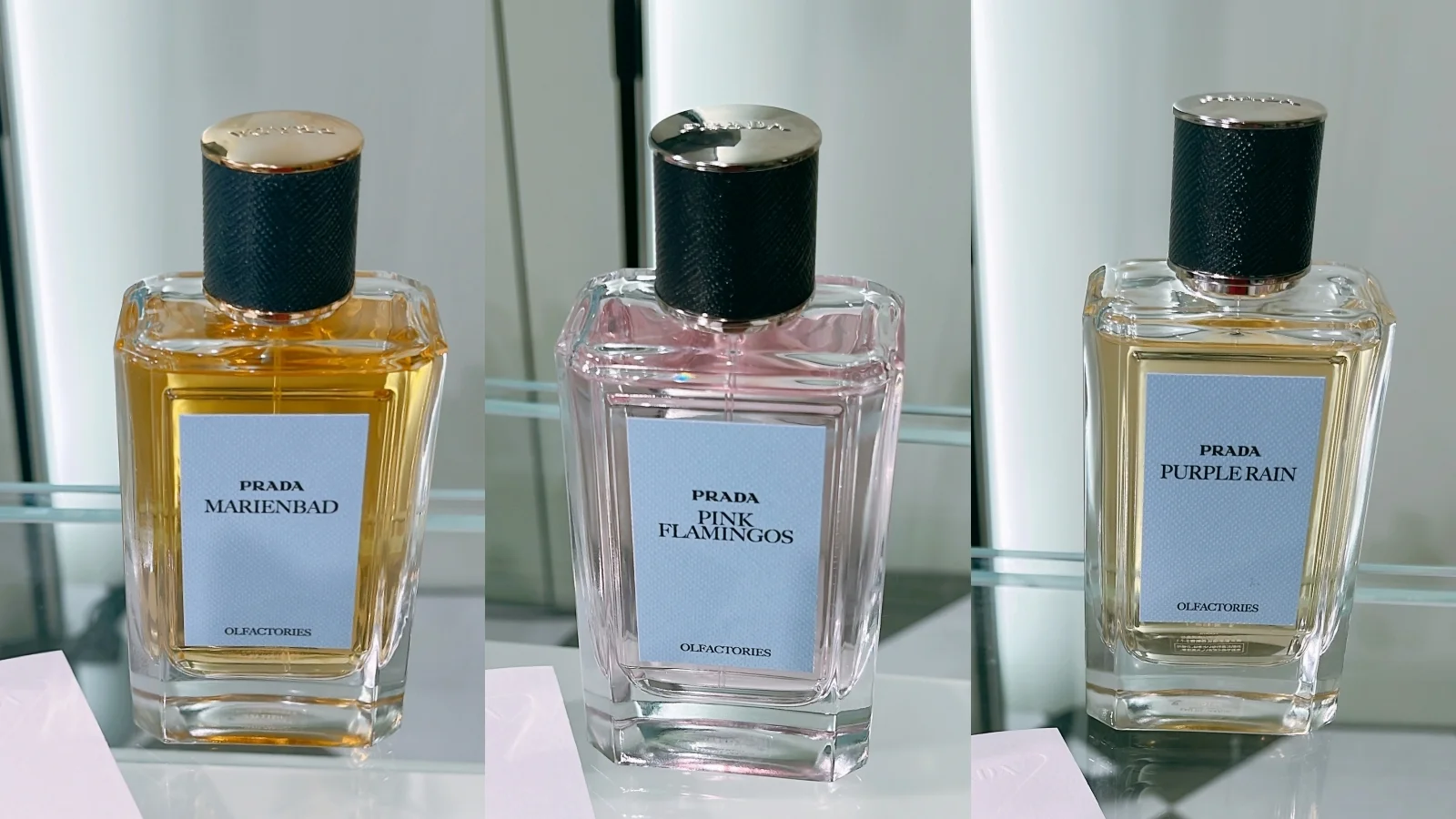 PRADA　2025 新作フレグランス　プラダ オルファクトリー　全10種　各100mL ￥53900／プラダ ビューティ＜2025年２月５日（水）発売＞　マリエンバート、ピンク フラミンゴ、パープル レイン