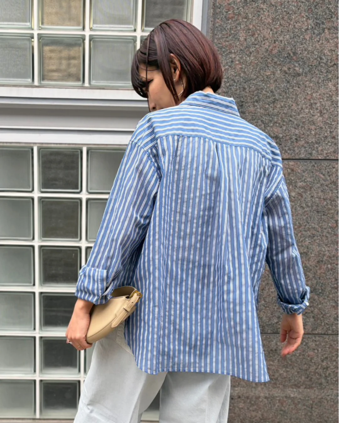 M7days 【加藤かすみさんコラボ】【洗える】透けストライプボウタイ付きシャツ