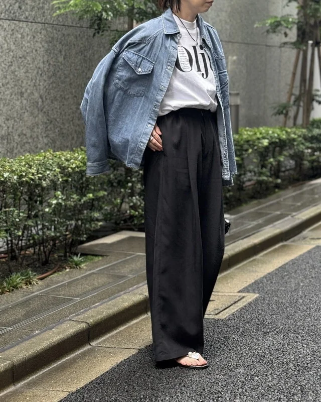 M7days　 【高園あずささんコラボ】フィブリルタック入りワイドパンツ