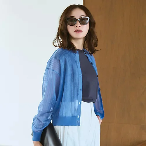 M7days ワイドリブシアーカーディガン