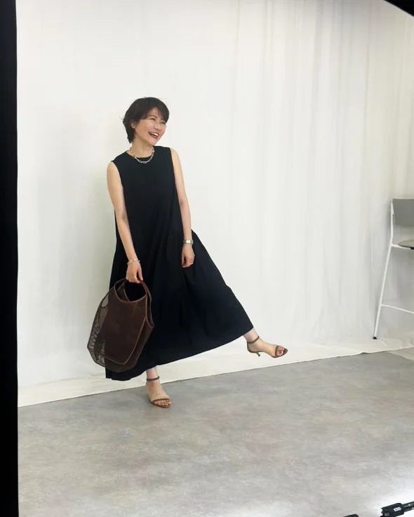 M7days インスタライブ　Marisol美女組　マリソル　OURWACOAL　40代ファッション　ORSETTO　VASIC　NEBULONIE 　ゴムストラップヒール　ストライプワンピース　COUTURED&#039;ADAM　涼やか　着映え　アラフォーコーデ　アンスクリア　ヌキテパ　