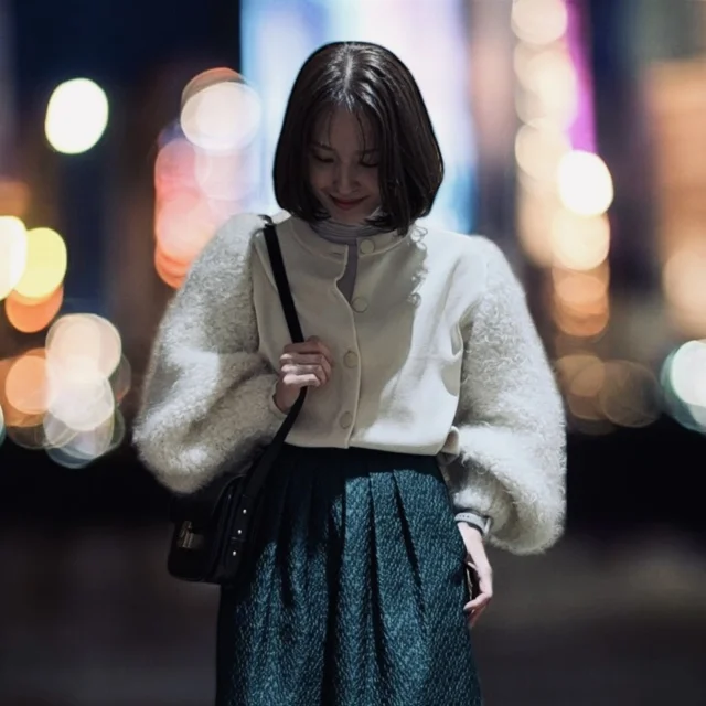 白にふれる冬。EAUVIREのハンドニットボレロ_1_4-2