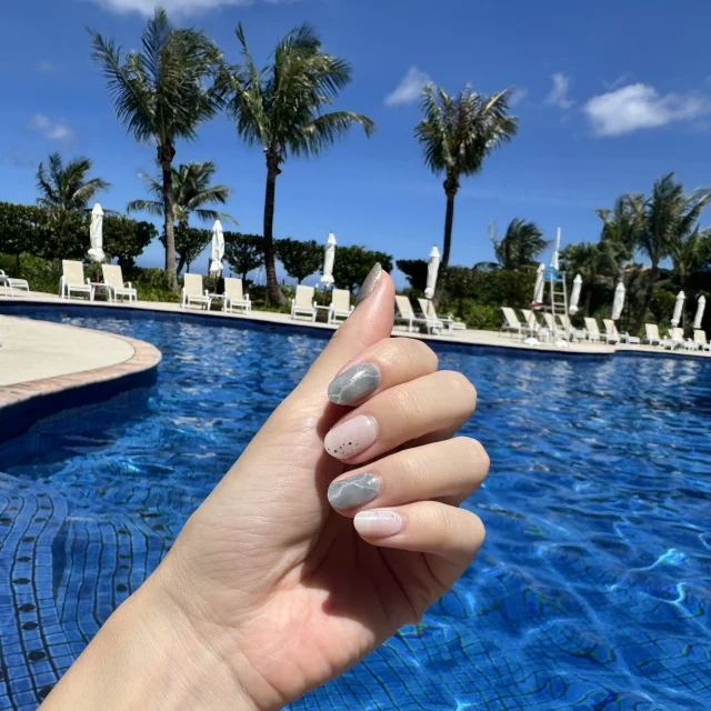 夏ネイル、アラフォーの夏ネイル、水面ネイル