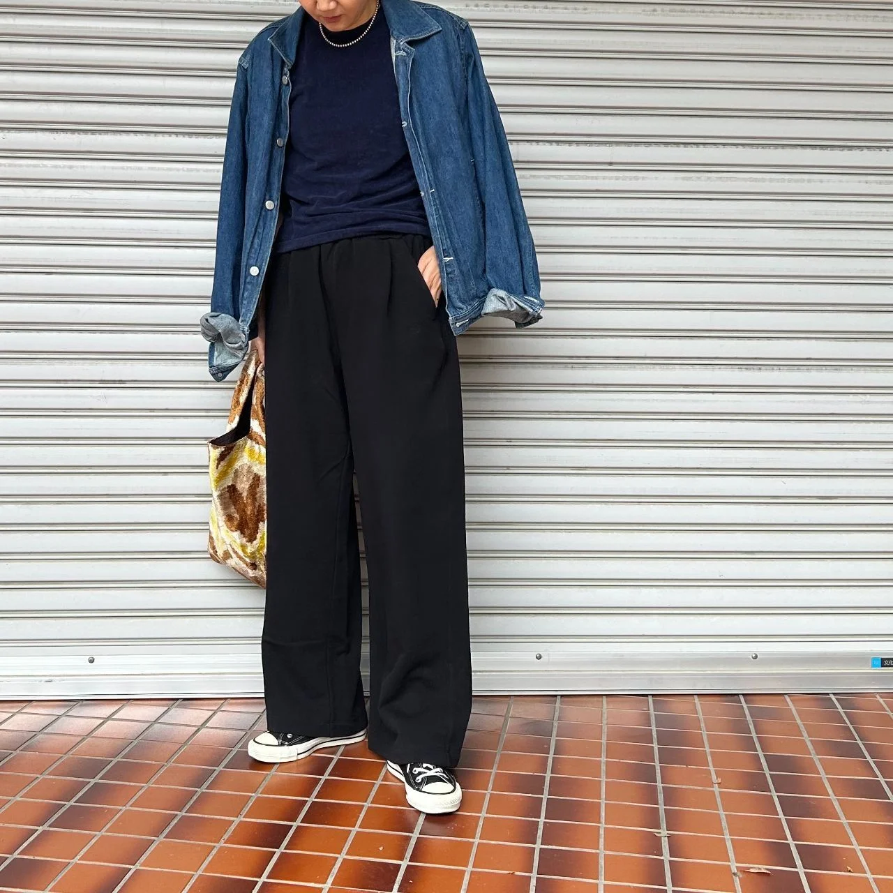 斉藤くみ×GOAT スウェットパンツ ブラック