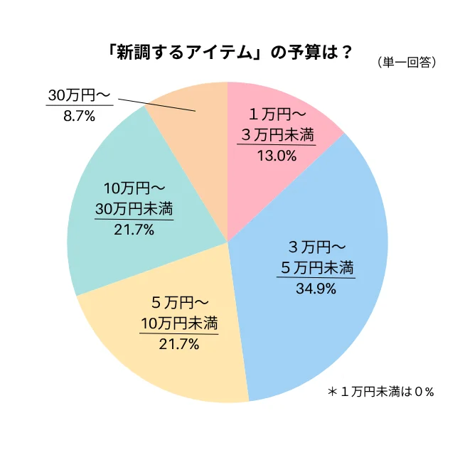「新調するアイテム」の予算は？