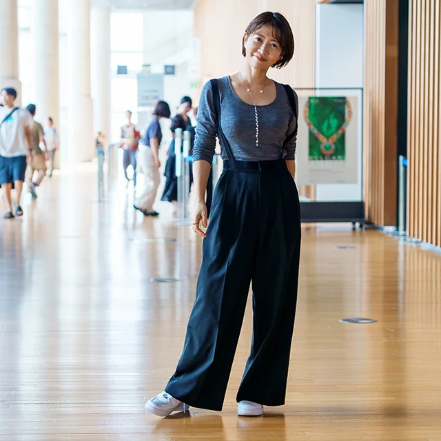 M7days マリソル美女組 HAPPY PLUS STORE サスペンダーパンツ サロペット 40代ファッションコーデ