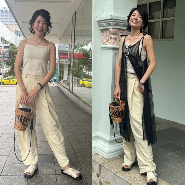 酷暑でも快適に重ねられる！シアージレでつくる大人の透け感コーデ_1_3