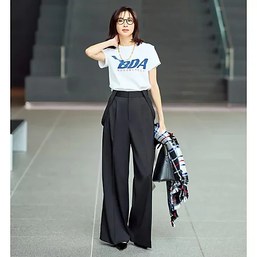 エムセブンデイズ【徳原文子さんコラボ】サスペンダーつきタックパンツ