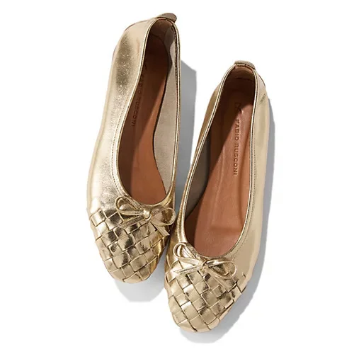 FABIO RUSCONI レザーメッシュフラットシューズ