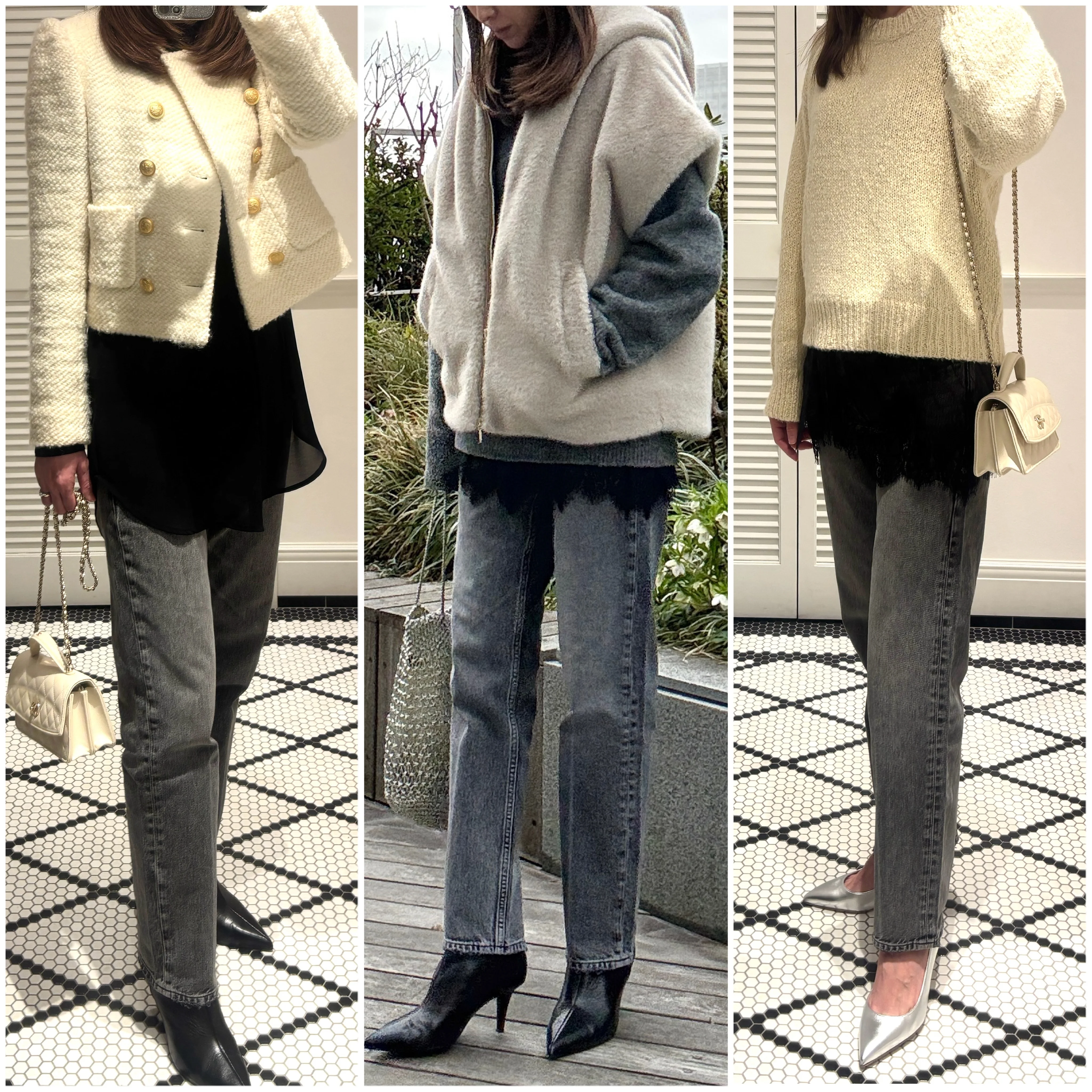 今年のデニムは、やや細身なグレーが気分！着回し力も抜群です。