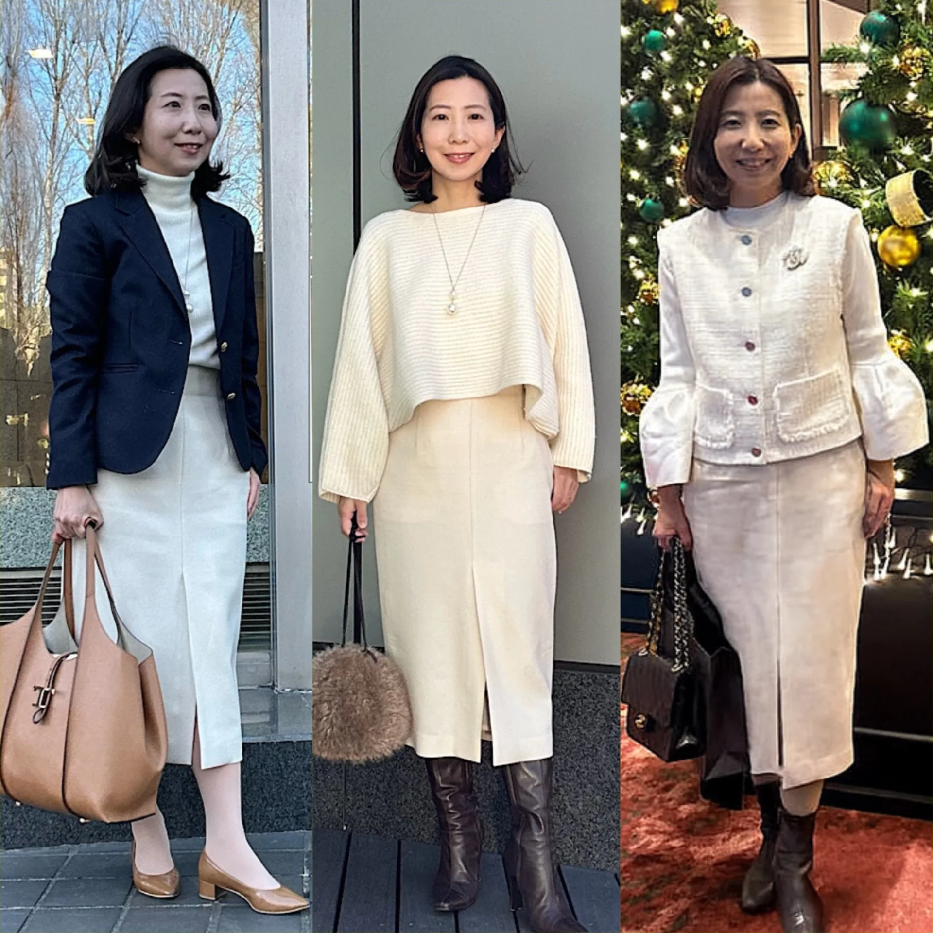 【M7days × 辻直子さん】フロントスリットIラインスカート｜通勤・休日のリアル3コーデ