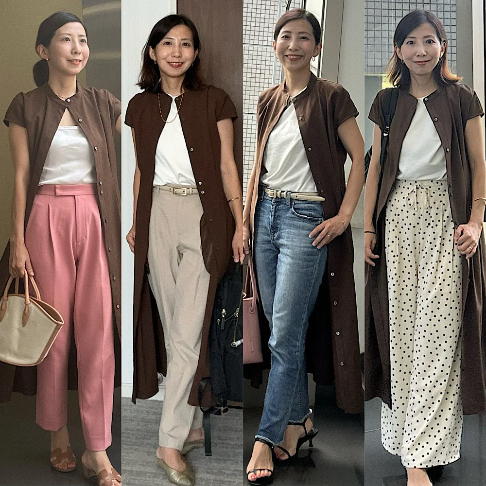 【M7days】小柄さんにおすすめ！ウエストタックワンピースは羽織に使っても便利です！