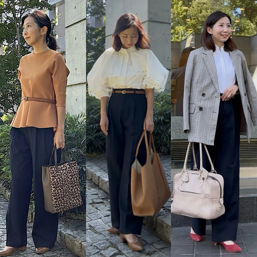 【9月の通勤コーデ】【GU】タックワイドパンツで組み立てるオフィスコーデ3選