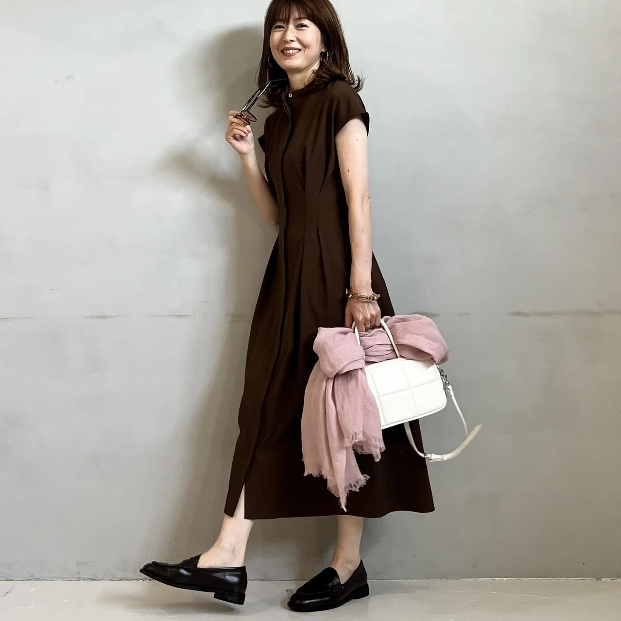 すっきり見えウエストタックワンピース　サイズ36　コーデ