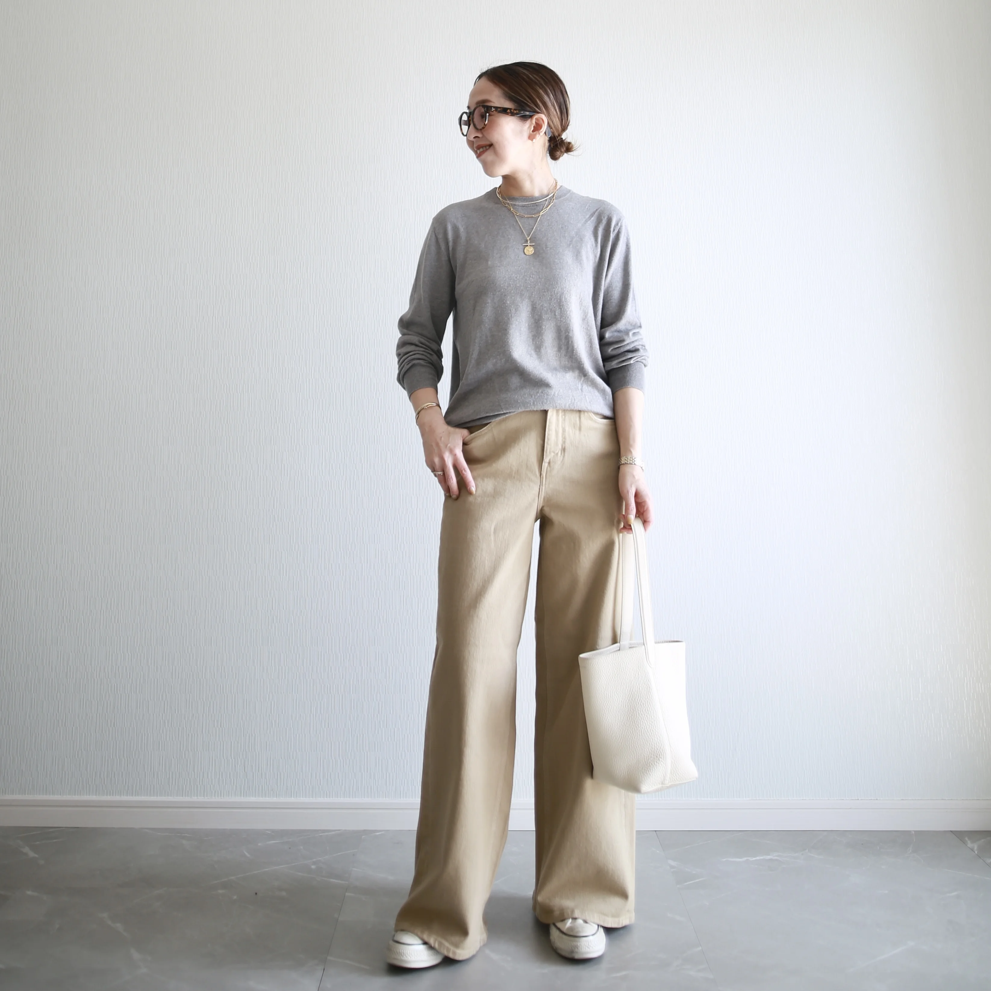 marisol bemiコラボ ベージュデニム　別注　healthydenim pinkpepper wide 着回し