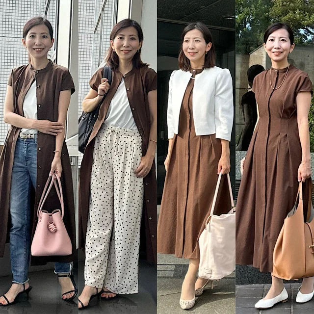 【M7days】小柄さんにおすすめ!ウエストタックワンピースは羽織に使っても便利です!_1_6