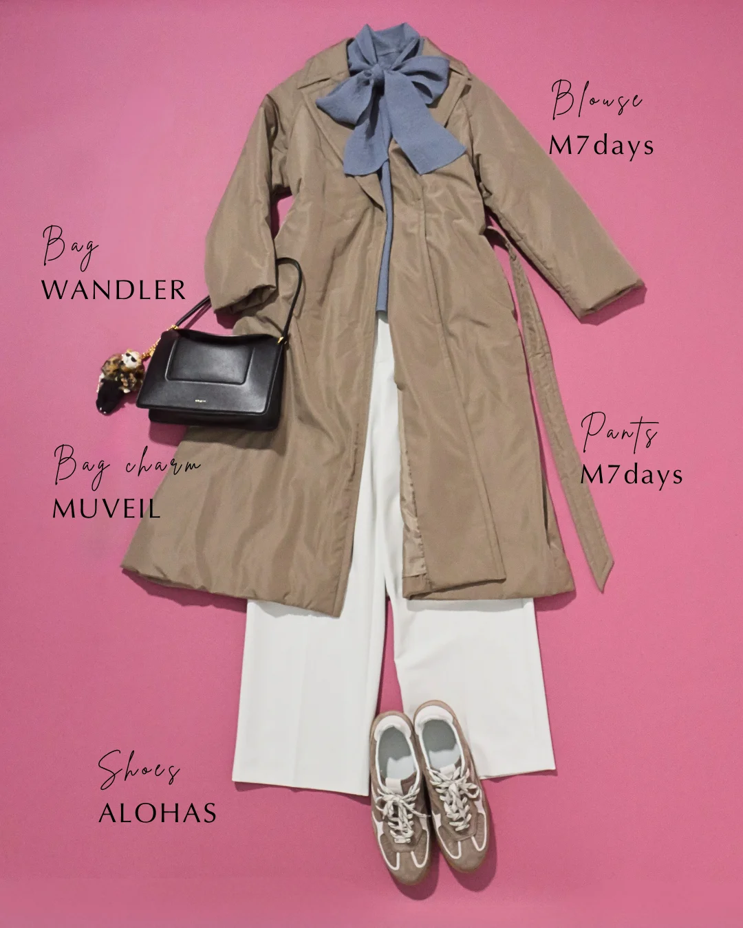 中綿トレンチコートコーデ40代